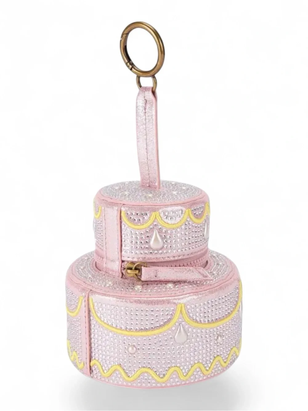 ✨💎VIRAL💎✨ NWT KURT GEIGER Pave Crystal Pink Cake-Shape Micro Bag Charm w/Dusty - Picture 4 of 6